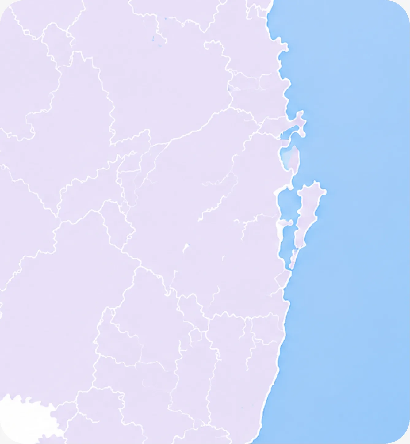 Mapa de Santa Catarina destacando as cidades atendidas pela Zuttel