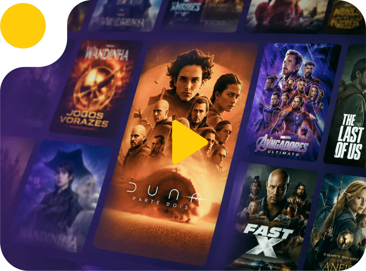 Grade de filmes e séries disponíveis na Zuttel TV